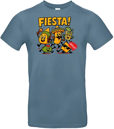 Fiesta - fiesta, mexican food, taco, guacamole, burrito, sombrero, cheerful, dancing, cartoon, celebration - Standard T-Shirt