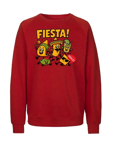 Fiesta - fiesta, mexican food, taco, guacamole, burrito, sombrero, cheerful, dancing, cartoon, celebration - Fairtrade Sweatshirt
