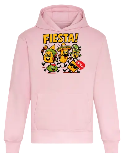 Fiesta - fiesta, mexican food, taco, guacamole, burrito, sombrero, cheerful, dancing, cartoon, celebration - Heavyweight Hoodie