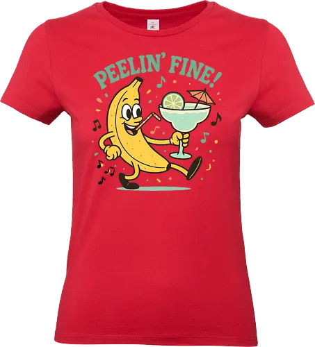 Peelin’ Fine - banana, cartoon, drink, tropical, lime, umbrella, music, fun, text, playful - Standard T-Shirt (Frauen)