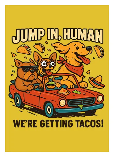 JUMP IN, HUMAN. WE'RE GETTING TACOS!