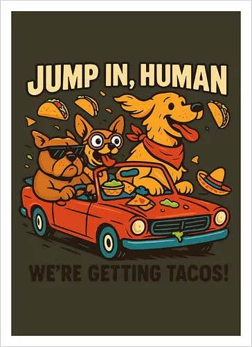JUMP IN, HUMAN. WE'RE GETTING TACOS!