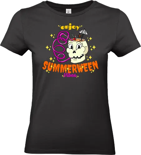 Summerween Vibes - Summerween, Halloween, Schädel, Tropisch, Strand, Cocktail, Spukig, Lustig, Sonnenschein, Getränk, Süß, Verrückt, Urlaub, Trendig, Schirm, Zombie, Pool, Party, Hell, Cartoon, Sommer, Schrecken, Saft, Entspannt, Einzigartig - Standard T-Shirt (Frauen)