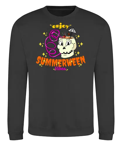 Summerween Vibes - Summerween, Halloween, Schädel, Tropisch, Strand, Cocktail, Spukig, Lustig, Sonnenschein, Getränk, Süß, Verrückt, Urlaub, Trendig, Schirm, Zombie, Pool, Party, Hell, Cartoon, Sommer, Schrecken, Saft, Entspannt, Einzigartig - Sweatshirt