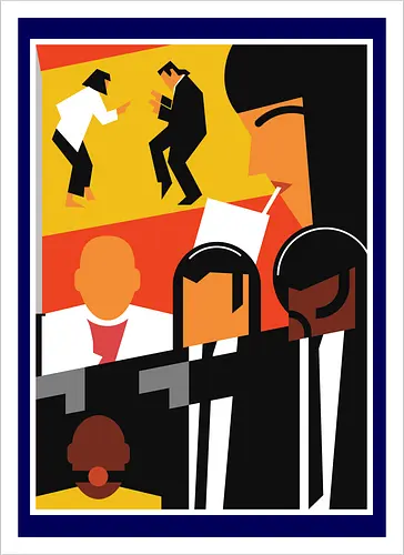 Epic Pulp  - Retro, 90s, ezekiel, geek, john travolta, nostalgia, samuel l jackson, tarantino, uma thurman, vincent vega, vintage, winnfield, movie - Kunstdruck