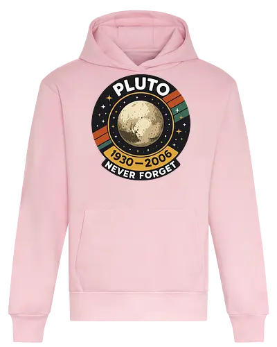 pluto never forget - pluto, retro, badge, space, stars, nostalgia, 1930-2006, planet, stripes, vintage - Heavyweight Hoodie