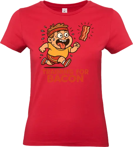 training for bacon - cartoon, running, headband, sneakers, bacon, humor, training, character, energetic, illustration - Standard T-Shirt (Frauen)