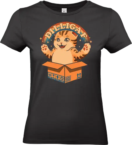DILLIGAF - dilligaf, idgaf, I don't care, cute cat, kawaii, bored cat, introvert, mind your business, sarcasm, anti human, hate morning, anti social, funny, memes, internet meme, parody, humor, hilarious, vintage colors, retro style, hate poeple - Standard T-Shirt (Frauen)