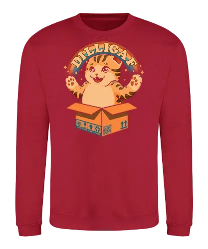 DILLIGAF - dilligaf, idgaf, I don't care, cute cat, kawaii, bored cat, introvert, mind your business, sarcasm, anti human, hate morning, anti social, funny, memes, internet meme, parody, humor, hilarious, vintage colors, retro style, hate poeple - Sweatshirt