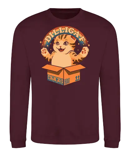 DILLIGAF - dilligaf, idgaf, I don't care, cute cat, kawaii, bored cat, introvert, mind your business, sarcasm, anti human, hate morning, anti social, funny, memes, internet meme, parody, humor, hilarious, vintage colors, retro style, hate poeple - Sweatshirt