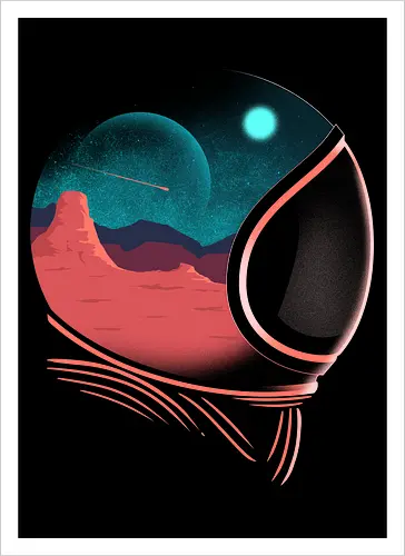 Space Adventure  - space, astronaut, astronomy, galaxy, mars, moon, outerspace, planets, rbrow, rocket, sci fi, science, spaceship, sun, universe - Kunstdruck