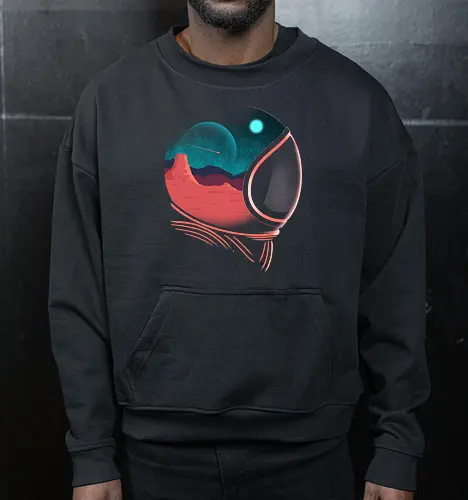 Space Adventure  - space, astronaut, astronomy, galaxy, mars, moon, outerspace, planets, rbrow, rocket, sci fi, science, spaceship, sun, universe - Cropped Sweatshirt
