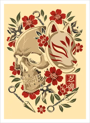 Kitsune-Maskenschädel