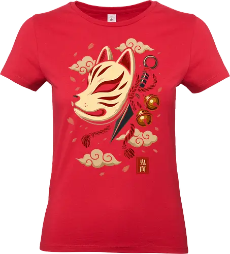 Verzauberte Kitsune-Maske - kitsune, kitsune maske, japan, japanisch, anime, manga, dämonentöter, tanjiro, illustration, lm2kone, geek, cadeau, asiatisch, kunai, ninja, samurai, shinobi - Standard T-Shirt (Frauen)