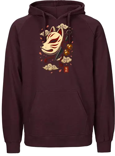 Verzauberte Kitsune-Maske - kitsune, kitsune maske, japan, japanisch, anime, manga, dämonentöter, tanjiro, illustration, lm2kone, geek, cadeau, asiatisch, kunai, ninja, samurai, shinobi - Fairtrade Hoodie