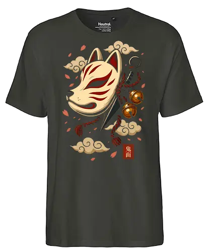 Verzauberte Kitsune-Maske - kitsune, kitsune maske, japan, japanisch, anime, manga, dämonentöter, tanjiro, illustration, lm2kone, geek, cadeau, asiatisch, kunai, ninja, samurai, shinobi - Fairtrade T-Shirt
