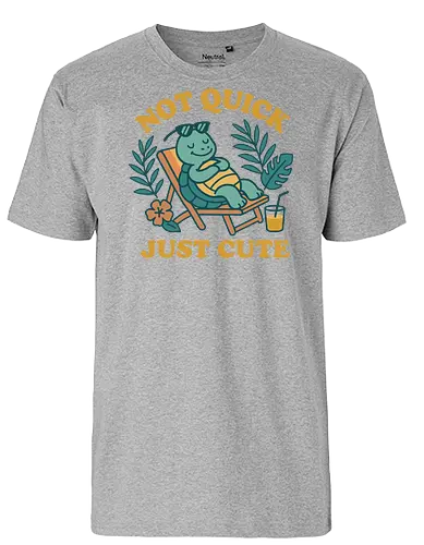 Not Quick Just Cute - turtle, relaxing, tropical, cute, deck chair, drink, leisure, humorous, summer, nature - Fairtrade T-Shirt