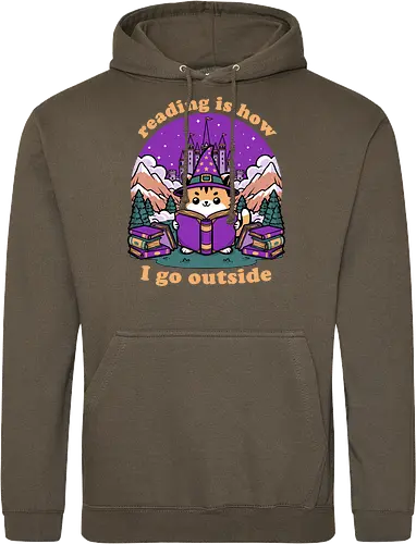 Magical Journey Cat - Geek, Inside, Castle, Read, Reading, Cat, Pet, Magic, Magical, Book, Books, Bookworm, Book Club, library, Fantasy, Adventure, Nerd - Standard Hoodie