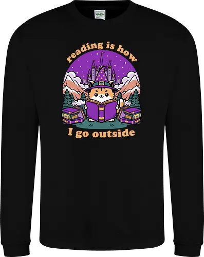 Magical Journey Cat - Geek, Inside, Castle, Read, Reading, Cat, Pet, Magic, Magical, Book, Books, Bookworm, Book Club, library, Fantasy, Adventure, Nerd - Sweatshirt