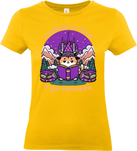 Magical Journey Cat - Geek, Inside, Castle, Read, Reading, Cat, Pet, Magic, Magical, Book, Books, Bookworm, Book Club, library, Fantasy, Adventure, Nerd - Standard T-Shirt (Frauen)