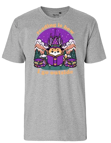 Magical Journey Cat - Geek, Inside, Castle, Read, Reading, Cat, Pet, Magic, Magical, Book, Books, Bookworm, Book Club, library, Fantasy, Adventure, Nerd - Fairtrade T-Shirt