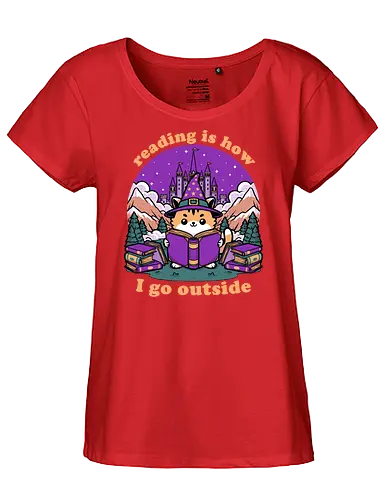 Magical Journey Cat - Geek, Inside, Castle, Read, Reading, Cat, Pet, Magic, Magical, Book, Books, Bookworm, Book Club, library, Fantasy, Adventure, Nerd - Fairtrade Girl Shirt