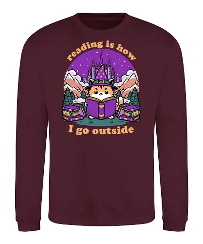 Magical Journey Cat - Geek, Inside, Castle, Read, Reading, Cat, Pet, Magic, Magical, Book, Books, Bookworm, Book Club, library, Fantasy, Adventure, Nerd - Sweatshirt