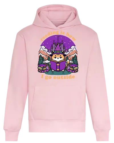 Magical Journey Cat - Geek, Inside, Castle, Read, Reading, Cat, Pet, Magic, Magical, Book, Books, Bookworm, Book Club, library, Fantasy, Adventure, Nerd - Heavyweight Hoodie