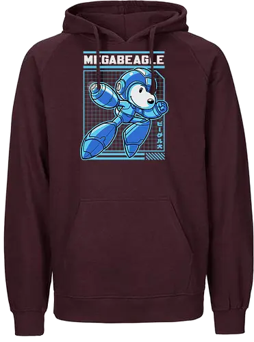 Mega Beagle Videogame - funny, comic, mega, dog, video game, cartoon, dog, pet, beagle, robot, android, cyborg, classic, retro vintage, adventure, fantasy, cute, fun - Fairtrade Hoodie