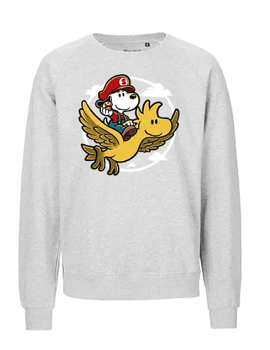 Super Beagle Bros - plumber, video game, comic, cartoon, dog, pet, beagle, bird, mushroom, classic, retro vintage, adventure, fantasy, cute, fun, funny - Fairtrade Sweatshirt