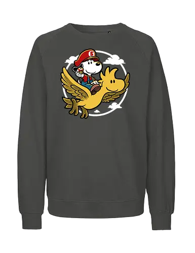 Super Beagle Bros - plumber, video game, comic, cartoon, dog, pet, beagle, bird, mushroom, classic, retro vintage, adventure, fantasy, cute, fun, funny - Fairtrade Sweatshirt