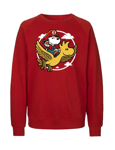 Super Beagle Bros - plumber, video game, comic, cartoon, dog, pet, beagle, bird, mushroom, classic, retro vintage, adventure, fantasy, cute, fun, funny - Fairtrade Sweatshirt