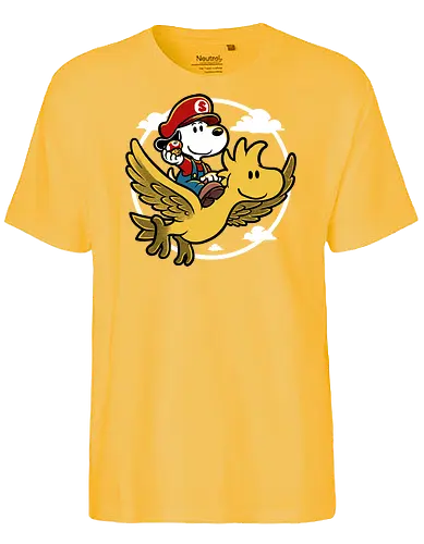 Super Beagle Bros - plumber, video game, comic, cartoon, dog, pet, beagle, bird, mushroom, classic, retro vintage, adventure, fantasy, cute, fun, funny - Fairtrade T-Shirt