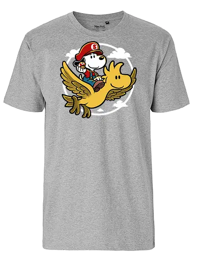 Super Beagle Bros - plumber, video game, comic, cartoon, dog, pet, beagle, bird, mushroom, classic, retro vintage, adventure, fantasy, cute, fun, funny - Fairtrade T-Shirt