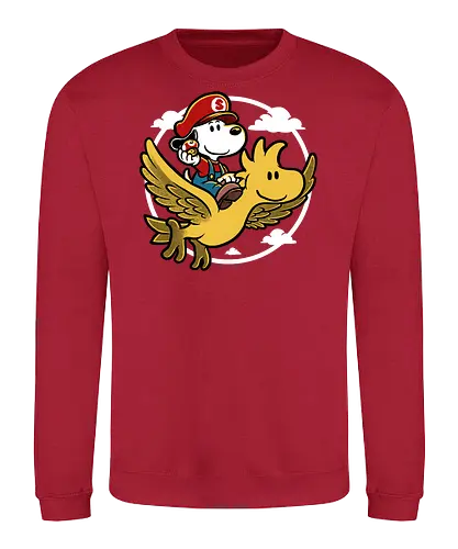 Super Beagle Bros - plumber, video game, comic, cartoon, dog, pet, beagle, bird, mushroom, classic, retro vintage, adventure, fantasy, cute, fun, funny - Sweatshirt
