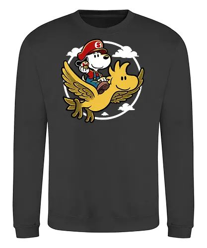 Super Beagle Bros - plumber, video game, comic, cartoon, dog, pet, beagle, bird, mushroom, classic, retro vintage, adventure, fantasy, cute, fun, funny - Sweatshirt