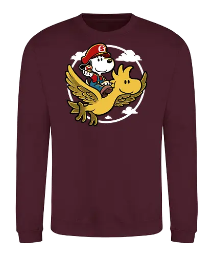 Super Beagle Bros - plumber, video game, comic, cartoon, dog, pet, beagle, bird, mushroom, classic, retro vintage, adventure, fantasy, cute, fun, funny - Sweatshirt