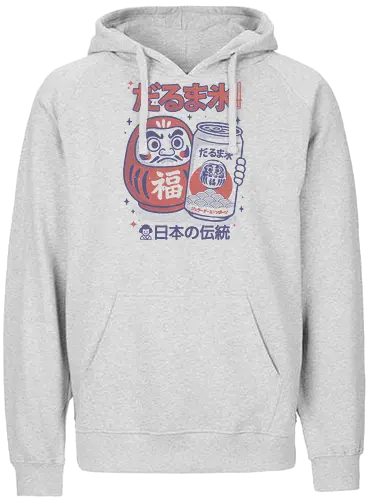 Daruma Ice - daruma, japanese, retro soda, vintage japan, lucky charm, pop culture, kawaii, mystic drink, asian design, japanese tradition, graphic tee, boho japan, cultural mashup - Fairtrade Hoodie