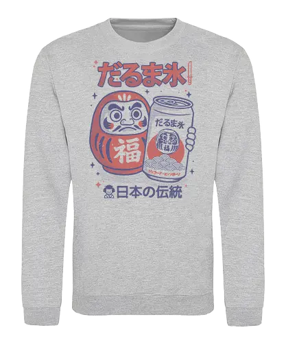Daruma Ice - daruma, japanese, retro soda, vintage japan, lucky charm, pop culture, kawaii, mystic drink, asian design, japanese tradition, graphic tee, boho japan, cultural mashup - Sweatshirt