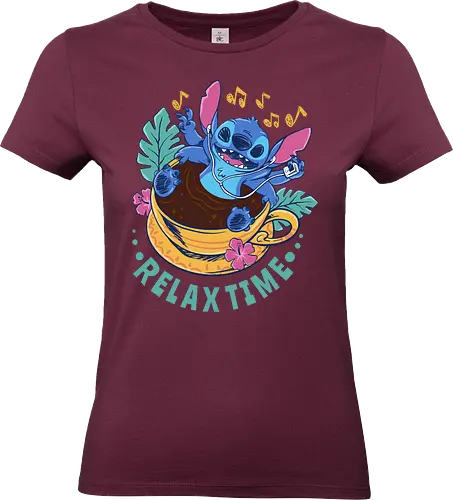 relax for coffee time - alien, coffee, aloha, monster, experiment, music, floral, ornament, flower, surfer, vintage, movie, cartoon, kids, drawing, wave, vacation, holiday - Standard T-Shirt (Frauen)