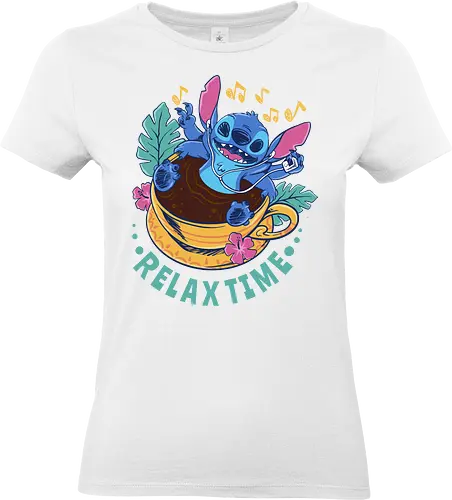 relax for coffee time - alien, coffee, aloha, monster, experiment, music, floral, ornament, flower, surfer, vintage, movie, cartoon, kids, drawing, wave, vacation, holiday - Standard T-Shirt (Frauen)
