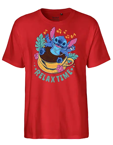 relax for coffee time - alien, coffee, aloha, monster, experiment, music, floral, ornament, flower, surfer, vintage, movie, cartoon, kids, drawing, wave, vacation, holiday - Fairtrade T-Shirt