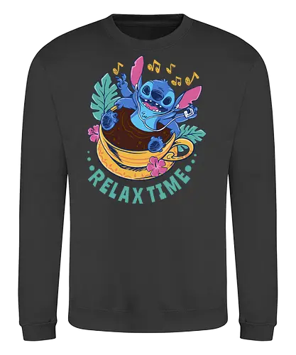 relax for coffee time - alien, coffee, aloha, monster, experiment, music, floral, ornament, flower, surfer, vintage, movie, cartoon, kids, drawing, wave, vacation, holiday - Sweatshirt