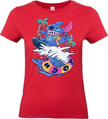 enjoy your wave - alien, coffee, aloha, monster, experiment, music, floral, ornament, flower, surfer, vintage, movie, cartoon, kids, drawing, wave, vacation, holiday - Standard T-Shirt (Frauen)
