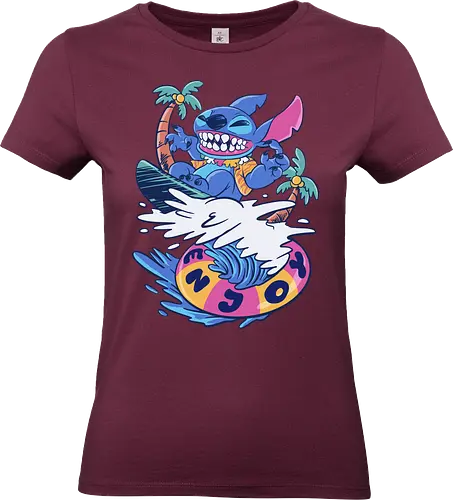 enjoy your wave - alien, coffee, aloha, monster, experiment, music, floral, ornament, flower, surfer, vintage, movie, cartoon, kids, drawing, wave, vacation, holiday - Standard T-Shirt (Frauen)