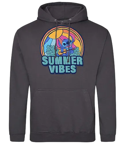 alien summer vibes - alien, coffee, aloha, monster, experiment, music, floral, ornament, flower, surfer, vintage, movie, cartoon, kids, drawing, wave, vacation, holiday - Standard Hoodie