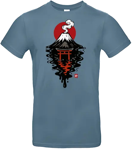 Schwarze Fuji-Tinte - Ästhetik, Anime, Asiatisch, Schwarz-Weiß, Chill, Cool, Fuji, Geek, Illustration, Tinte, Tuschezeichnung, Japan, Japanisch, Berg Fuji, Berg, Natur, Pop-Art, Shinto, Zen, Lm2kone - Standard T-Shirt