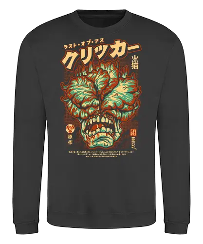 Click Click Madafaka - cute, tv series, clicker, chibi, cartoon, gamer, japanese, retro, comic, zombie, horror, infected, fungi, apocalypse, mushroom, fungus, vintage japan, gaming, pop art, ellie, joel, Last, tlou - Sweatshirt