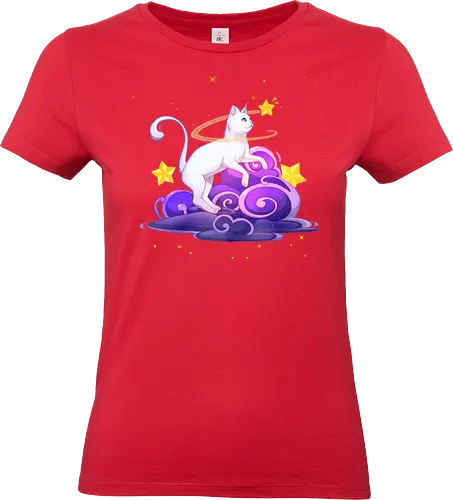 Katze auf Wolken 1 - katze, sterne, magisch, wolken - Standard T-Shirt (Frauen)