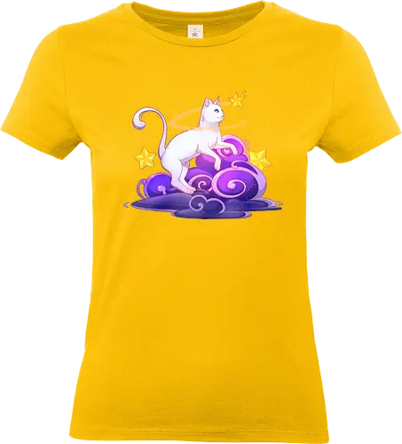 Katze auf Wolken 1 - katze, sterne, magisch, wolken - Standard T-Shirt (Frauen)